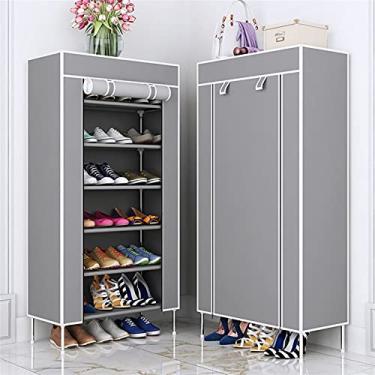 Imagem de Prateleira de sapato multicamadas organizador de sapatos de tecido não tecido prateleiras de sapato suporte de economia de espaço armários de sapatos à prova de poeira móveis domésticos organizador de