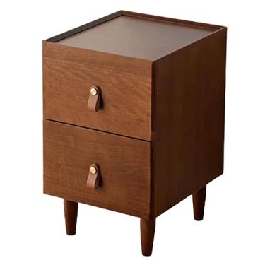 Imagem de Mesa de cabeceira minimalista de madeira grande para espaços pequenos, mesa de canto de armazenamento de 2 camadas para quarto, sala de estar, cômoda pequena, móveis de cabeceira