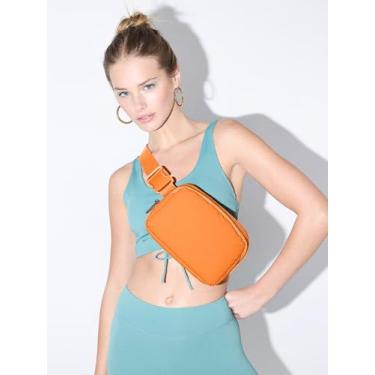Imagem de Bolsa de cinto unissex, bolsa de cintura, bolsa tiracolo moderna com alça ajustável para treino, corrida, viagem, caminhada, Laranja, Medium, Casual