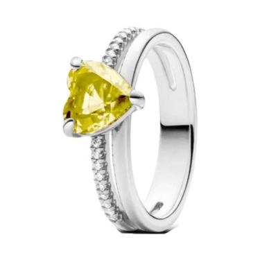 Imagem de Anel Em Forma De Coração Com Pedra Vermelha Em Prata Esterlina 925 Cor