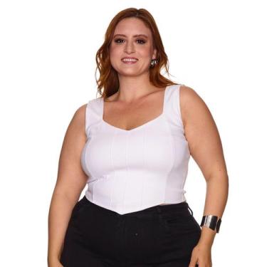 Imagem de Cropped Coração Com Alça Plus Size Blusinha Regata Cor:BRANCOTamanho:G