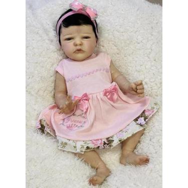 Imagem de Bebê Reborn Menina Bonecas Atticus Corpo Inteiro Vinil Siliconado Olho