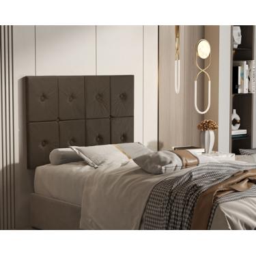 Imagem de Painel de Cama box Botão Solteiro 0,90 Elegance cor Marrom - Comprar Moveis em Casa