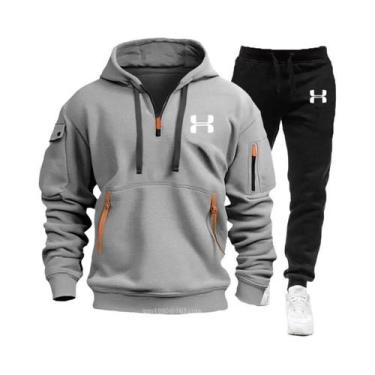 Imagem de Conjunto De Fitness Masculino Para Outono E Inverno Com Moletom Com Zí