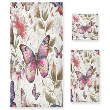 Imagem de xigua Conjunto de toalhas de banheiro floral vintage absorvente macio 3 peças toalha de banho toalha de mão toalhas decorativas para banheiro, academia, hotel, praia, piscina
