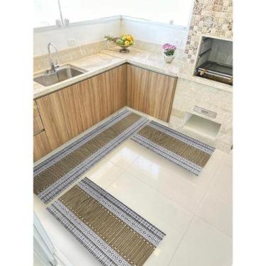 Imagem de Kit 3 peças Jogo Cozinha Passadeira Emborrachada Não Derrapa - De Cora