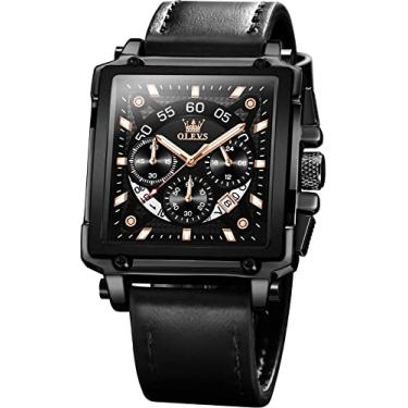 Imagem de OLEVS Relógio Masculino Luxo Cronógrafo de Quartzo Luminoso com Pulseira de Couro Preto Relógio Moderna Para Trabalho e Negócios 9919