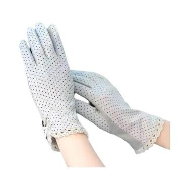 Imagem de Luvas Femininas Finas De Seda Gelada Com Proteção Solar E Antiderrapan