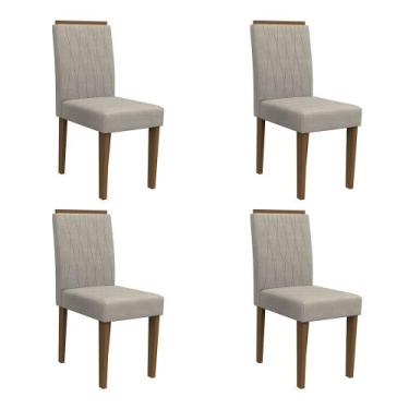 Imagem de Kit 04 Cadeiras de Jantar Analu Animalle Marfim WD25 Pés Imbuia - D'Ro