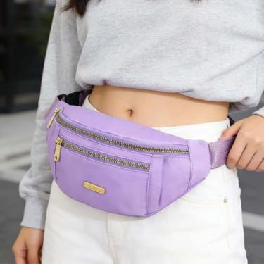 Imagem de Pochete preta para mulheres, bolsa de cinto resistente à água e bolsa de cintura com alça ajustável, bolsa de cinto preta compacta para itens essenciais diários