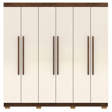 Imagem de Guarda Roupa Casal 6 Portas 2 Gavetas 218 Cm 10037 Vlr Imbuia Champanhe