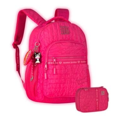 Imagem de Kit Escolar Mochila e Estojo Box Rebecca Bonbon Juvenil Teen, Rosa