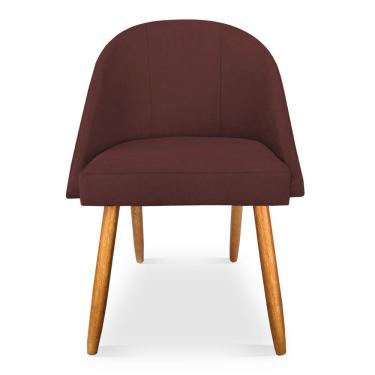 Imagem de Kit 08 Cadeiras Jantar Bela Suede Marsala Pés Palito Castanho - Pallazio