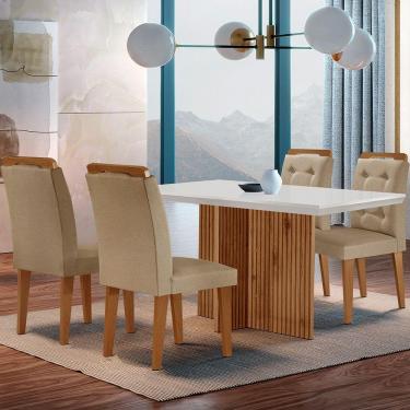 Imagem de Mesa Olímpia 120cm Mdf Canto Reto Com 4 Cadeiras Carol