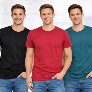 Imagem de Kit 03 Camisetas Regular Sortidas Gola Careca Masculina Hering, XG, Pr