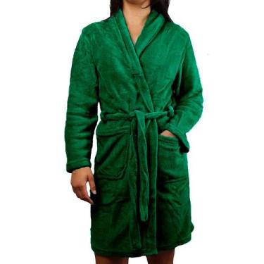 Imagem de Kimono Felpudo Unisex Roupão Microfibra Macio Pós Banho - Camesa, Verd