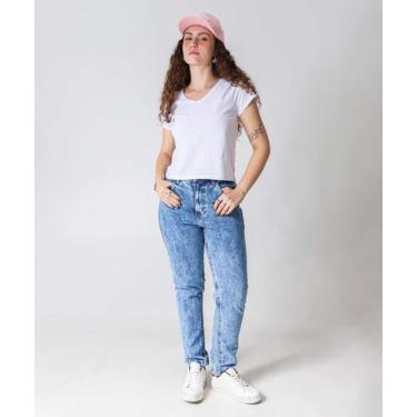 Imagem de Calça Mom Jeans Cintura Alta Bolsos-09042 - Ecxo Jeans, Jeans azul, 44