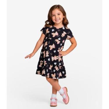 Imagem de Vestido Curto Infantil Estampado Select Preto, 8, Preto