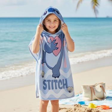 Imagem de Toalha de Banho Infantil com Capuz Poncho Stitch Aveludada Lepper