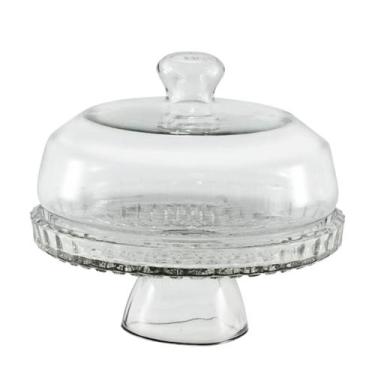 Imagem de Boleira de Vidro com Tampa e Pé Pedestal, Transparente - Lares, Branco