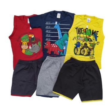 Imagem de 3 Conjunto De Verão Roupa Infantil Menino Camiseta Bermuda - TGS Confe