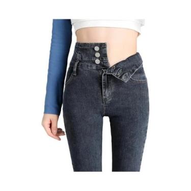 Imagem de Calças Jeans Skinny De Cintura Alta Para Mulheres, Estilo Vintage, Cal
