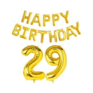 Imagem de Balões De Folha Dourados De Feliz Aniversário, 15 Peças, Decoração De 