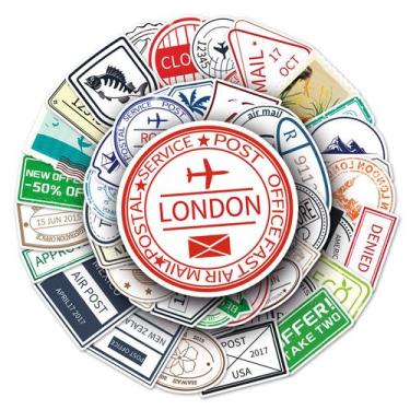 Imagem de Adesivos, carimbo postal retrô, vinil, grafite à prova d'água (50 unid