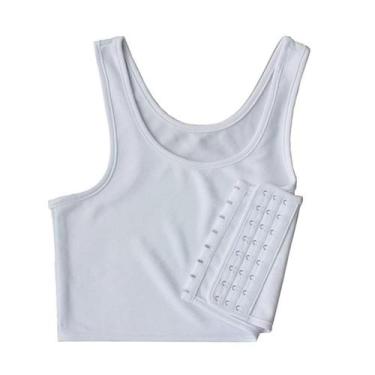 Imagem de Sutiã esportivo de nicilina respirável de compressão plana branco M - 