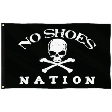 Imagem de Bandeira SOULBUTY No-Shoes-Nation preta/branca 30x45cm poliéster