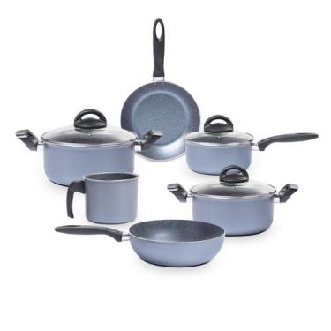 Imagem de Jogo de Panelas Brinox Antiaderente Ceramic Life 6 Peças Suprema Jeans