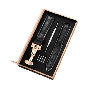 Imagem de Pulseira De Couro Para Relógio, 18mm-24mm, Fecho Borboleta De Aço Inox