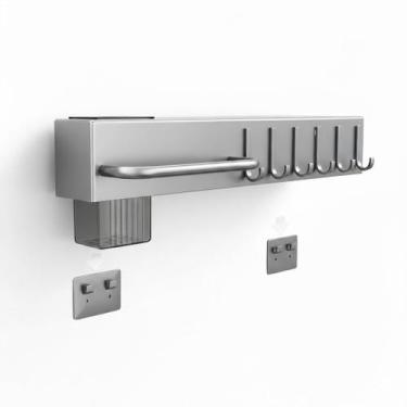 Imagem de Suporte Organizador Cozinha Parede Aço Inox 6 Ganchos Porta Facas Uten