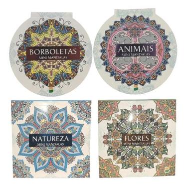 Imagem de Kit 4 Livros P/ Colorir Mini Mandala De Bolsa Carteira Pequeno Estampa