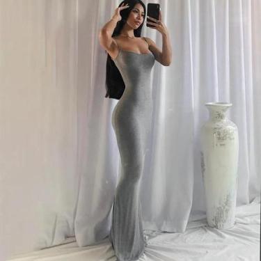 Imagem de Vestido Justo De Cintura Alta Para Mulheres, Cor Sólida, Sexy, Estilo 