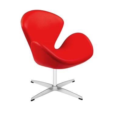 Imagem de Poltrona Swan Couro Sintético Vermelho Base Alumínio Giratória