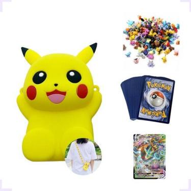 Imagem de Bolsa Carteira Pokemon Pikachu Bonecos Cartas Para Presente, Pikachu, 