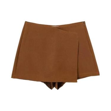 Imagem de Saia Assimétrica Feminina Casual Chic Estilo Simples Shorts Básicos Fe
