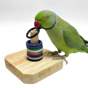 Imagem de Brinquedo Pega Argolas para Calopsita Papagaio Ring Neck Periquito e o