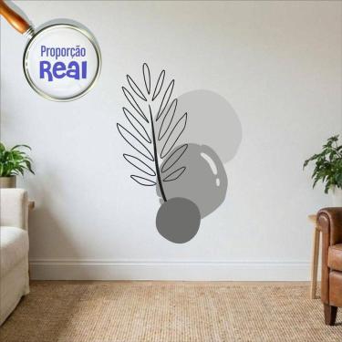 Imagem de Adesivo Floral Boho Cinza Estilo Nórdico 100x69 Minimalista Mod.02