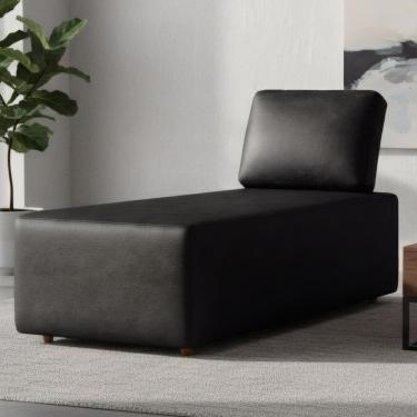Imagem de Sofá Chaise Modular 74cm Sala De Estar Sintético Preto Z32 - Mpozenato