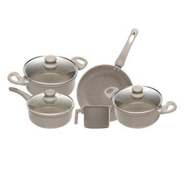 Imagem de Conjunto 5 Panelas de Indução Granito Chef Taupe Alumínio - Lyor