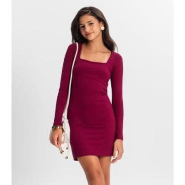 Imagem de Vestido Juvenil Manga Longa Em Ribana Minty Vermelho-Feminino