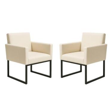 Imagem de Kit 2 Poltronas Decorativas Reforçada Para Salão E Barbearia - Móveis 