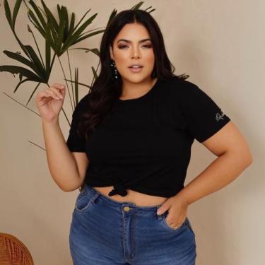 Imagem de Blusa Baby Look Basica Curvy Feminina Revanche Zadar, G1, Preto
