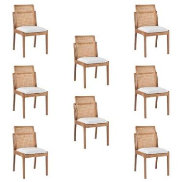Imagem de Kit 8 Cadeiras Decorativa Sala de Jantar Luxo Livia Facto Branco - Moz