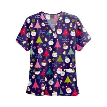 Imagem de Blusa Unissex De Natal Com Decote Em V E Manga Curta, Com Bolsos, Para