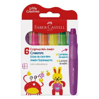 Imagem de Giz de Cera Faber-Castell Jumbo Supermacios Little Creatives Lavável Retrátil Estojo co...