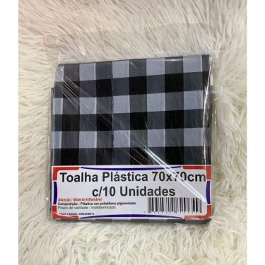 Imagem de Kit Toalha de Mesa Plástica Lisa Quadrada 70x70cm 10 Peças Xadrez Preto OEM para Festas e Eventos