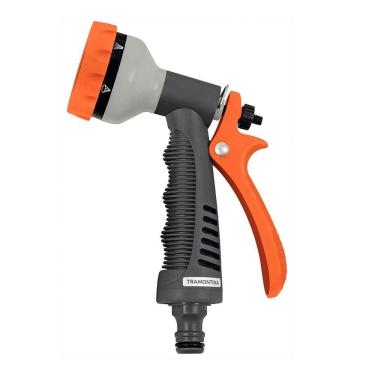 Imagem de Hidropistola Multifunção para Engate Rápido com 6 Tipos de Jato d'água Cinza com Laranj...